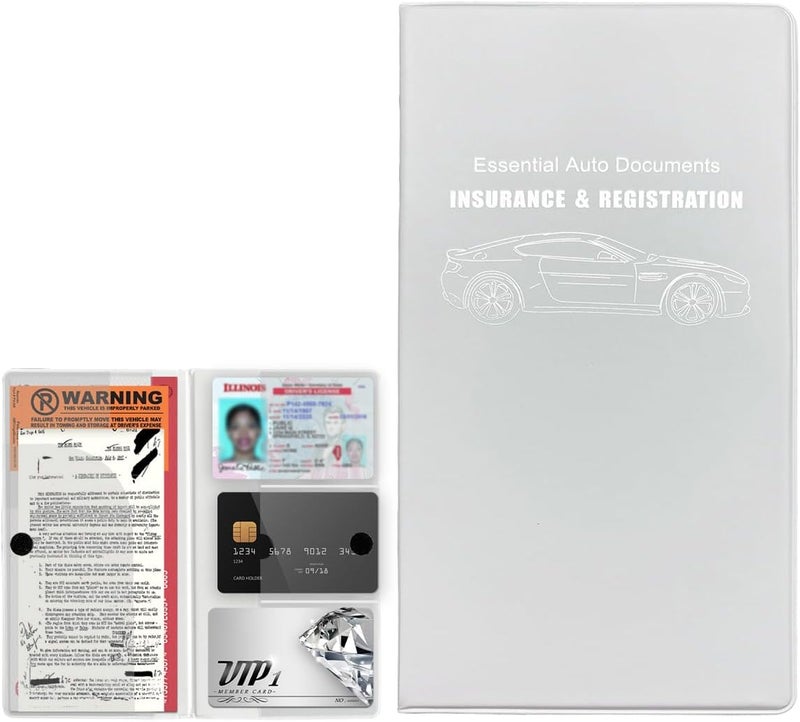 Yourkar Car Registration and Insurance Holder, 9.56"×5.19" Automotive Glove Box Organizer, Vehicle Card Document Glove Box Organizer for Documents Cards License, Car Accessories (White, Glossy) - Image 1